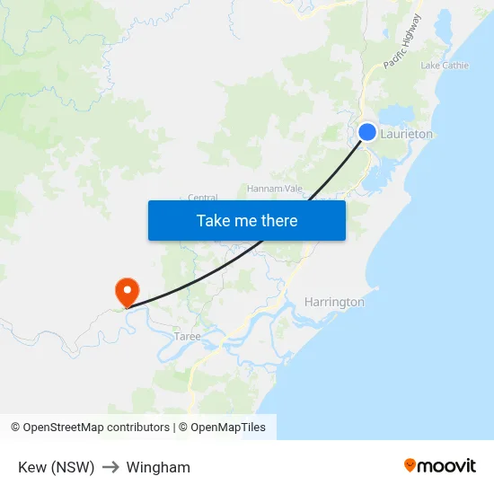 Kew (NSW) to Wingham map