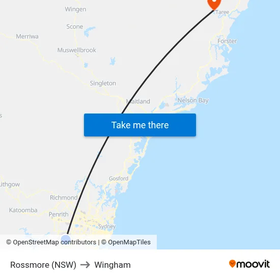 Rossmore (NSW) to Wingham map