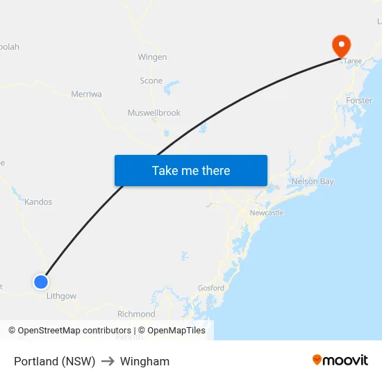 Portland (NSW) to Wingham map