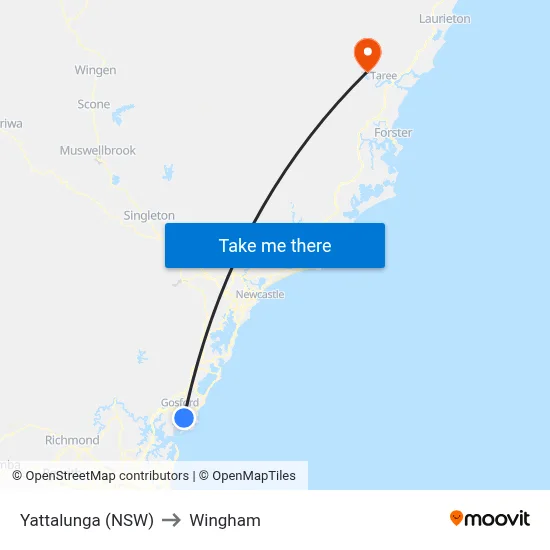 Yattalunga (NSW) to Wingham map