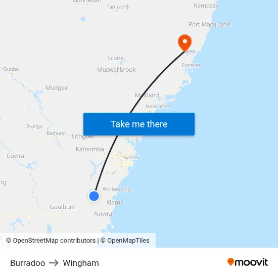 Burradoo to Wingham map