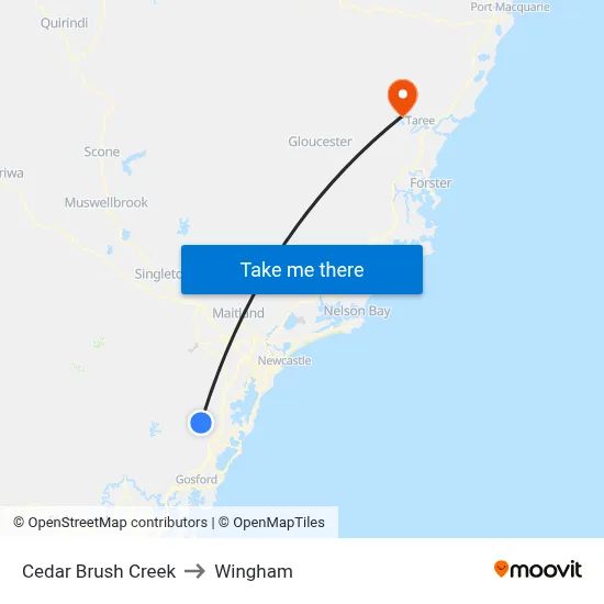 Cedar Brush Creek to Wingham map