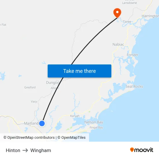 Hinton to Wingham map