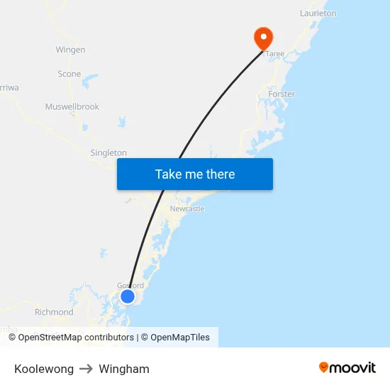 Koolewong to Wingham map