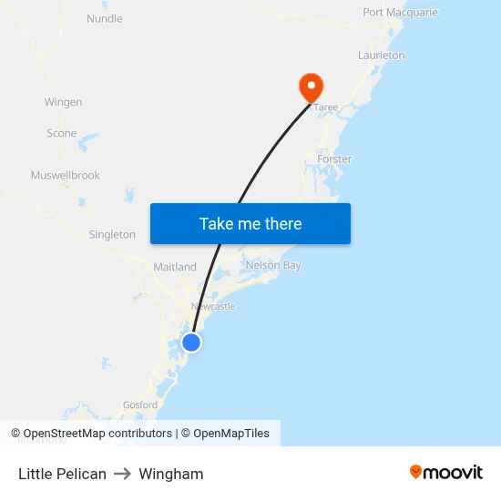 Little Pelican to Wingham map