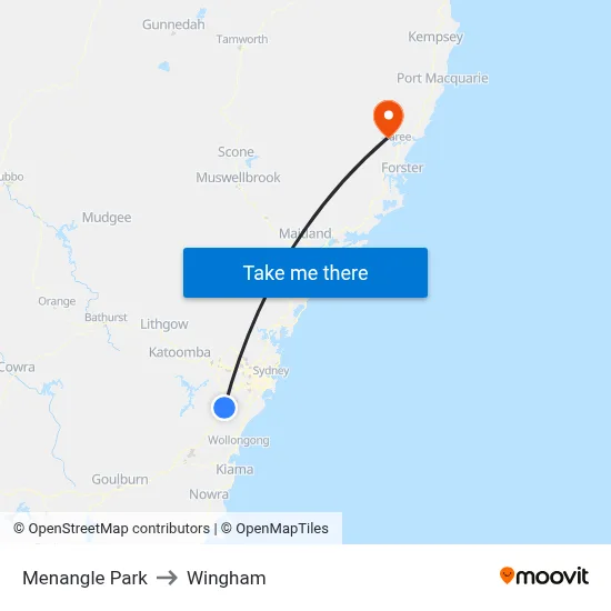 Menangle Park to Wingham map