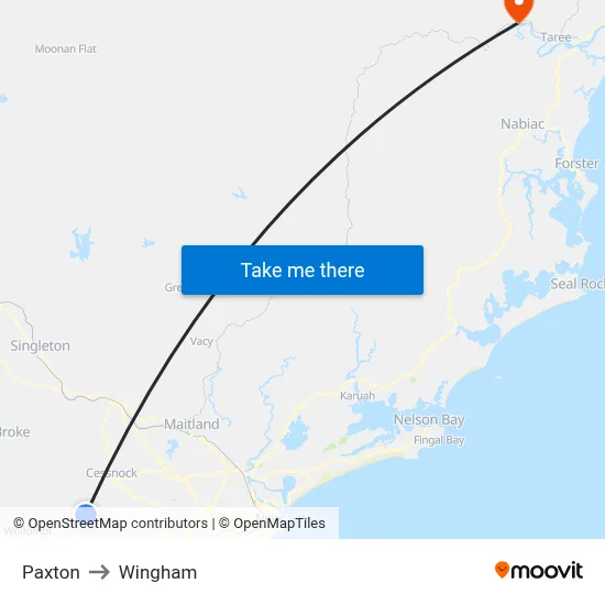 Paxton to Wingham map