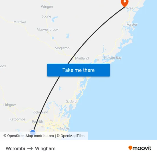 Werombi to Wingham map