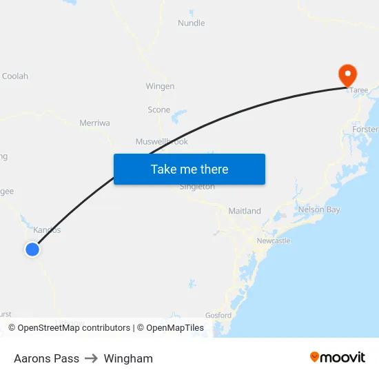 Aarons Pass to Wingham map