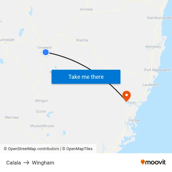 Calala to Wingham map
