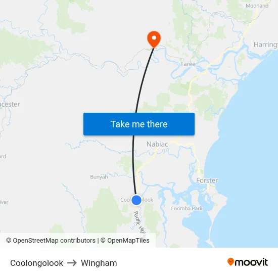 Coolongolook to Wingham map