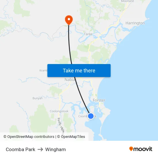 Coomba Park to Wingham map