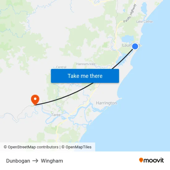 Dunbogan to Wingham map