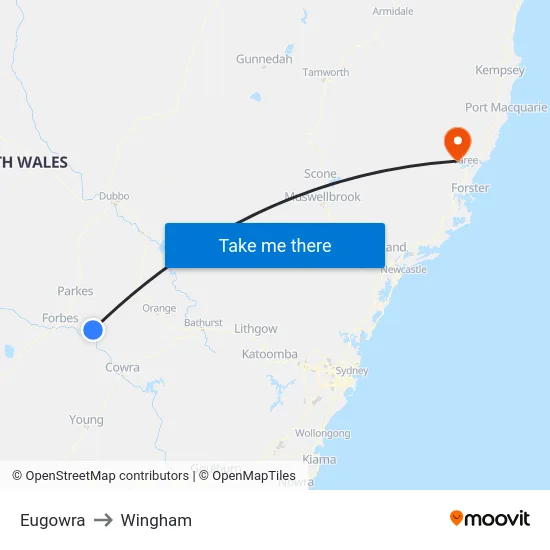 Eugowra to Wingham map