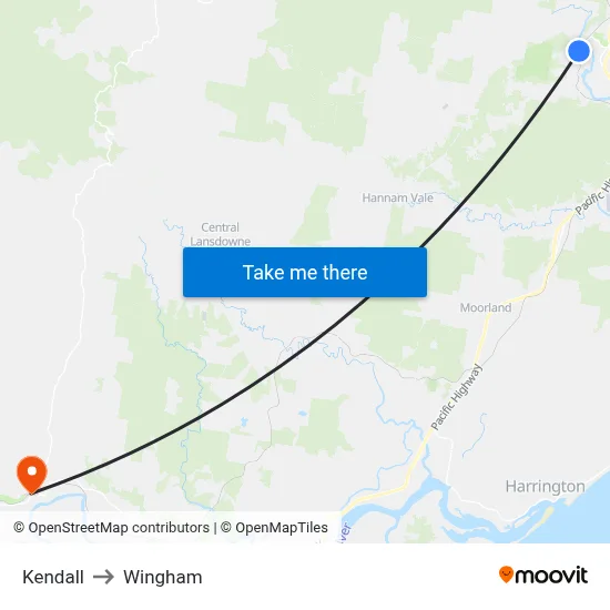 Kendall to Wingham map