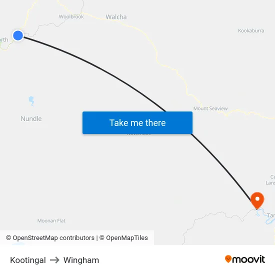 Kootingal to Wingham map