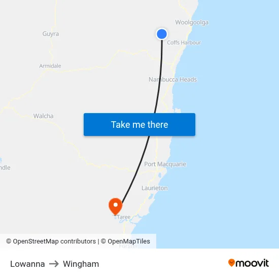 Lowanna to Wingham map