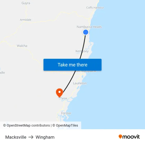 Macksville to Wingham map