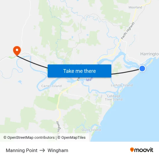Manning Point to Wingham map