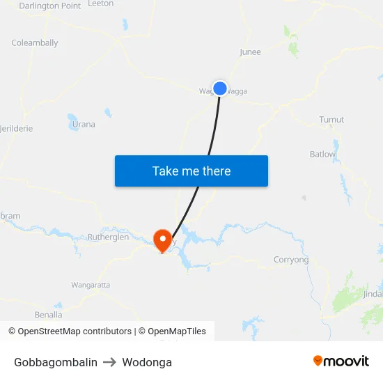 Gobbagombalin to Wodonga map