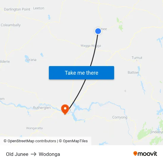 Old Junee to Wodonga map