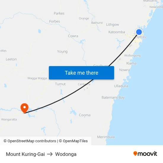 Mount Kuring-Gai to Wodonga map