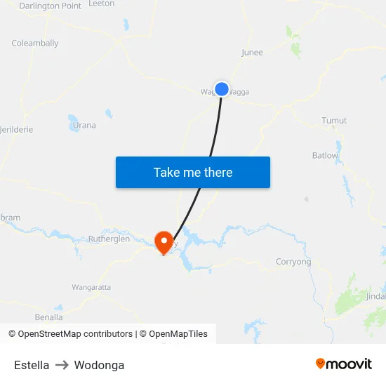 Estella to Wodonga map