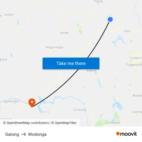 Galong to Wodonga map