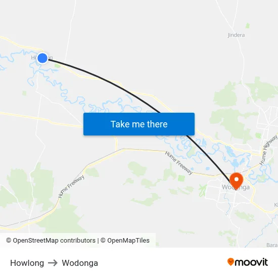 Howlong to Wodonga map