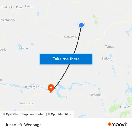 Junee to Wodonga map