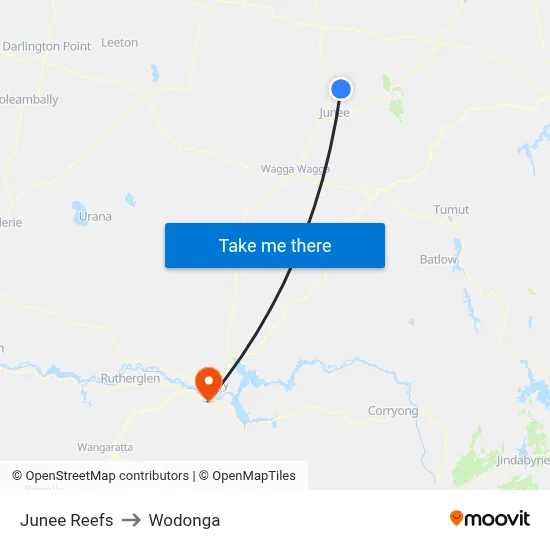 Junee Reefs to Wodonga map