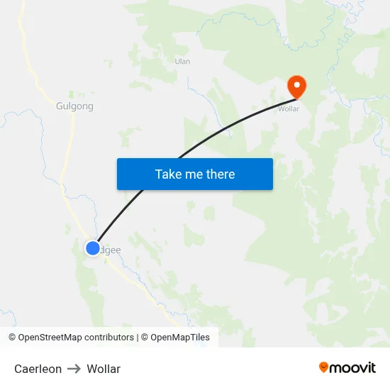 Caerleon to Wollar map