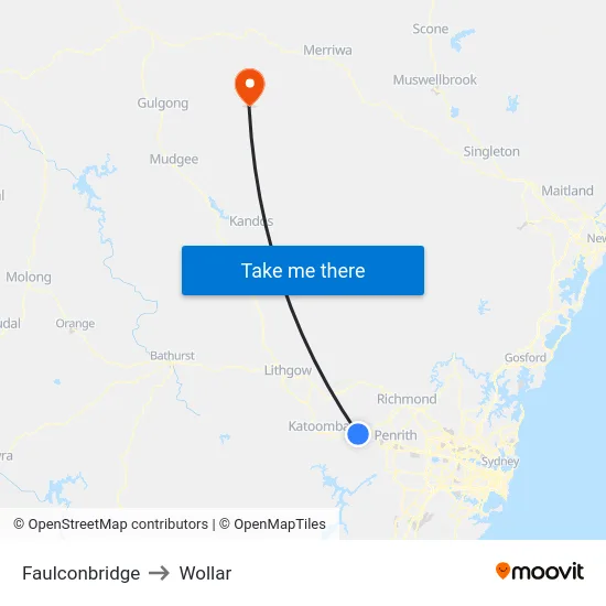 Faulconbridge to Wollar map