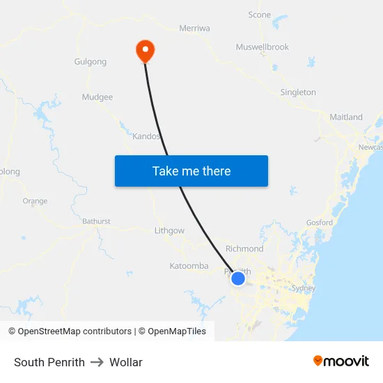 South Penrith to Wollar map