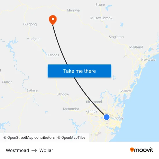 Westmead to Wollar map