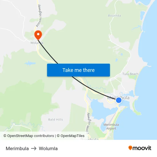 Merimbula to Wolumla map