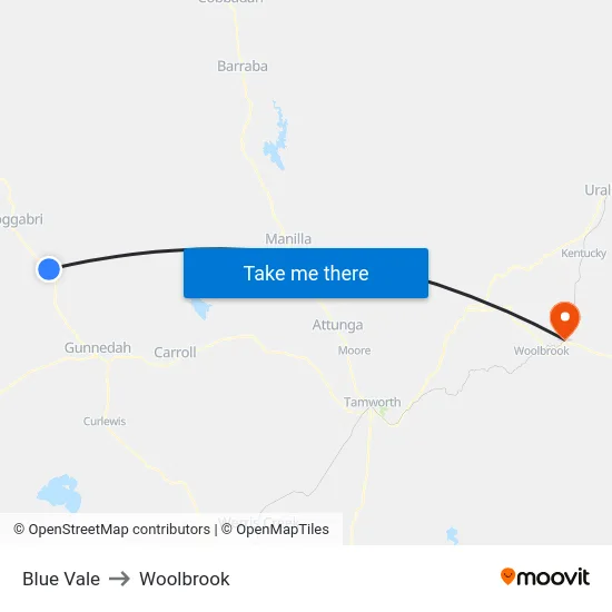 Blue Vale to Woolbrook map
