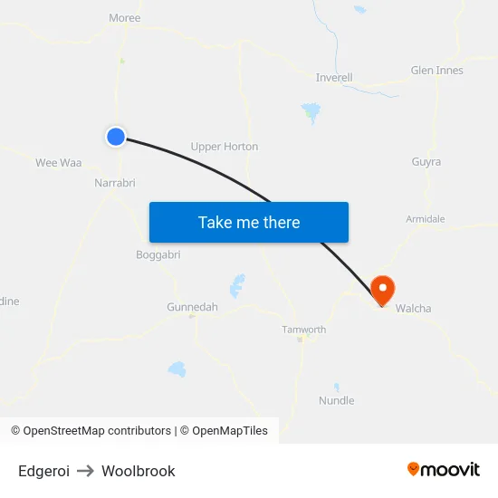 Edgeroi to Woolbrook map
