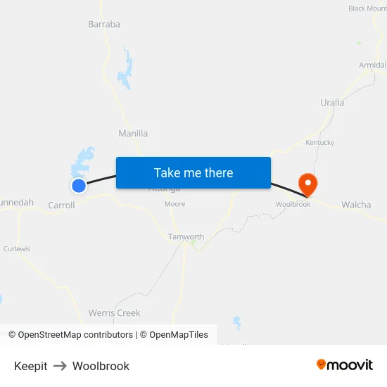 Keepit to Woolbrook map