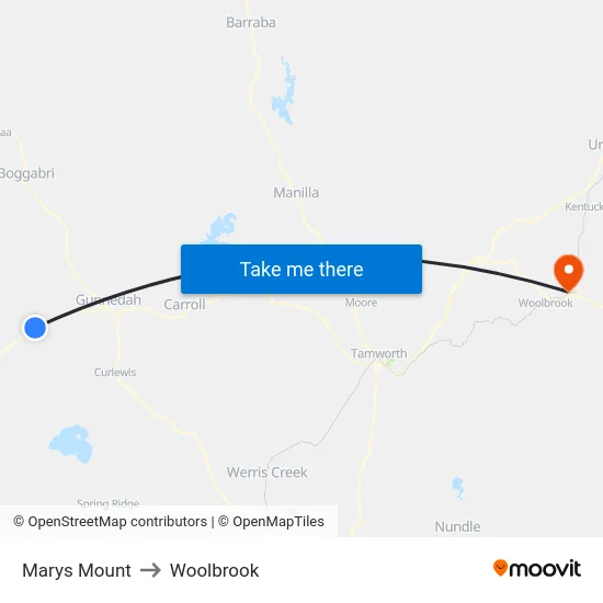 Marys Mount to Woolbrook map