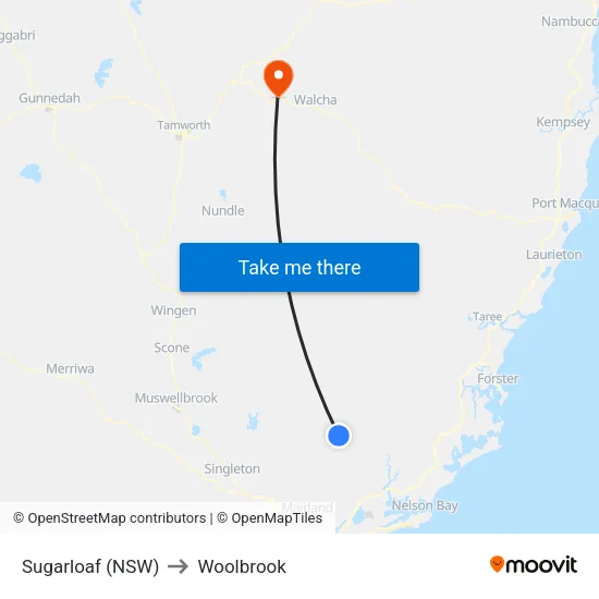 Sugarloaf (NSW) to Woolbrook map