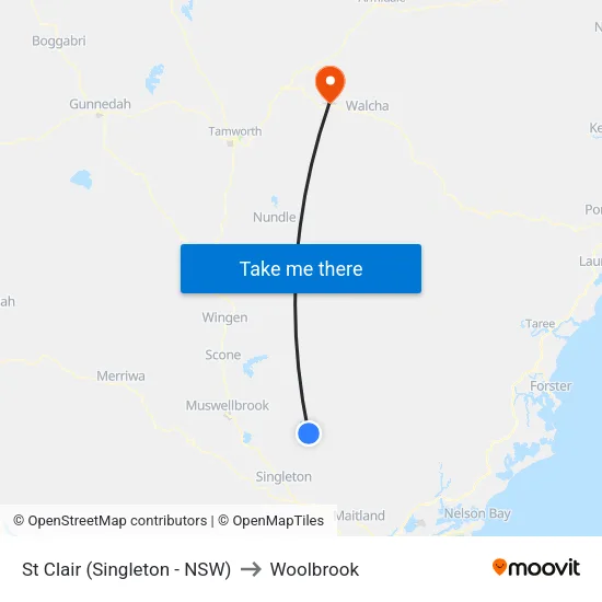 St Clair (Singleton - NSW) to Woolbrook map