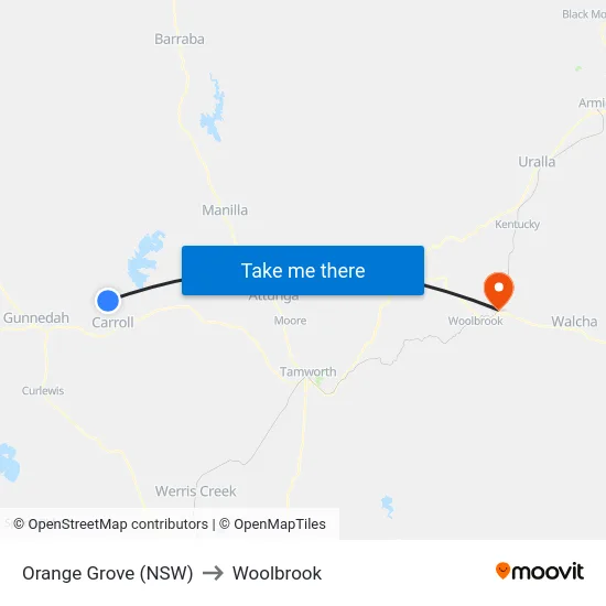 Orange Grove (NSW) to Woolbrook map