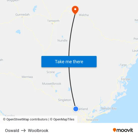 Oswald to Woolbrook map