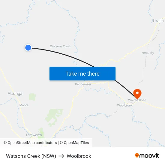 Watsons Creek (NSW) to Woolbrook map