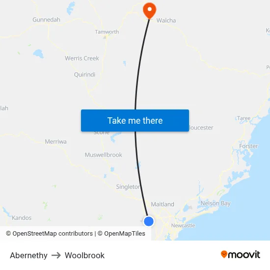 Abernethy to Woolbrook map