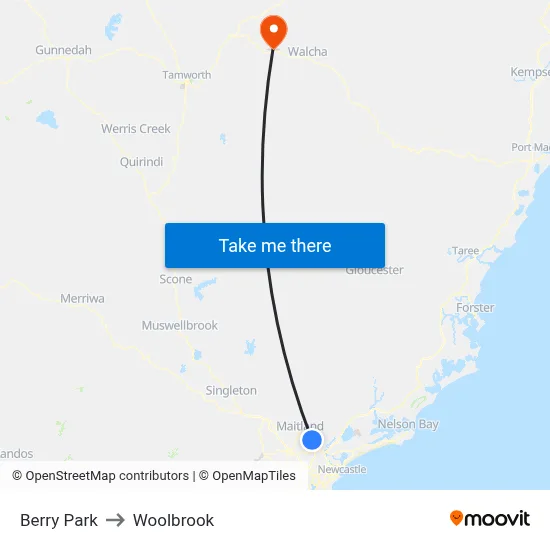 Berry Park to Woolbrook map