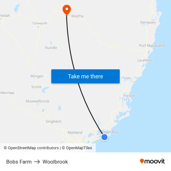 Bobs Farm to Woolbrook map