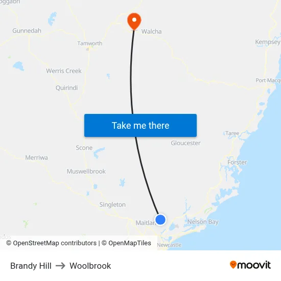 Brandy Hill to Woolbrook map