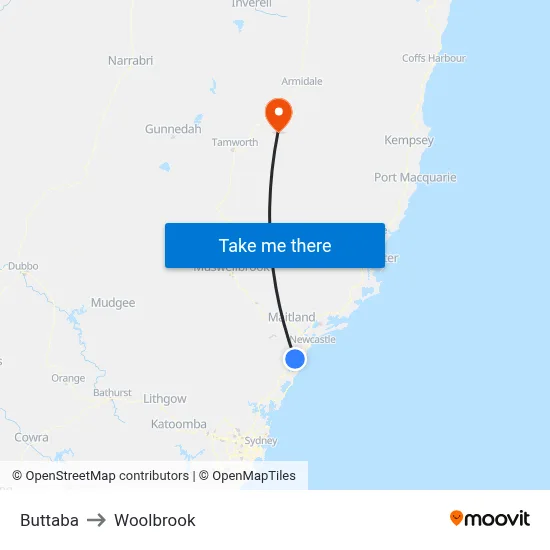 Buttaba to Woolbrook map